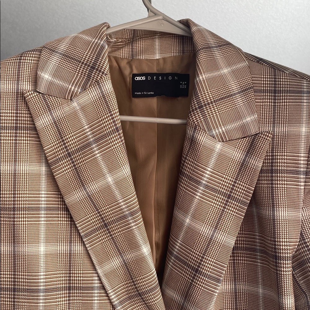 ASOS Design Plaid Tan Women's Oversized Blazer